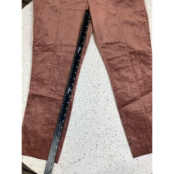 Anthropologie Womens 10 Pants Essential Slim Velvet Copper Brown Ankle Office - Picture 10 of 10